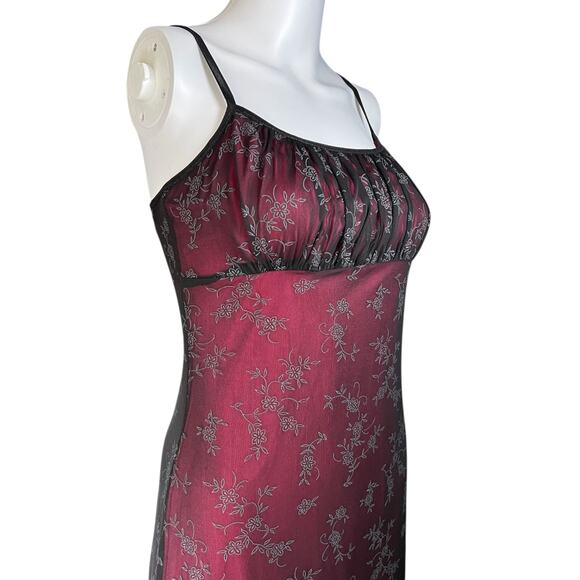 90s Candy Rocket Empire Waist Floral Glitter Mesh Evening Gown Pink Lined Small - Picture 4 of 9